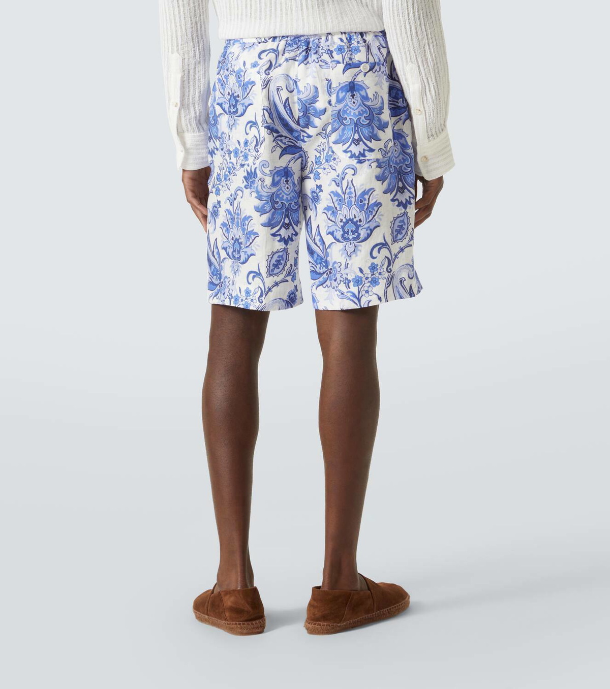 Etro Printed linen Bermuda shorts