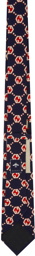 Gucci Navy & Red Silk GG Hexagon Tie