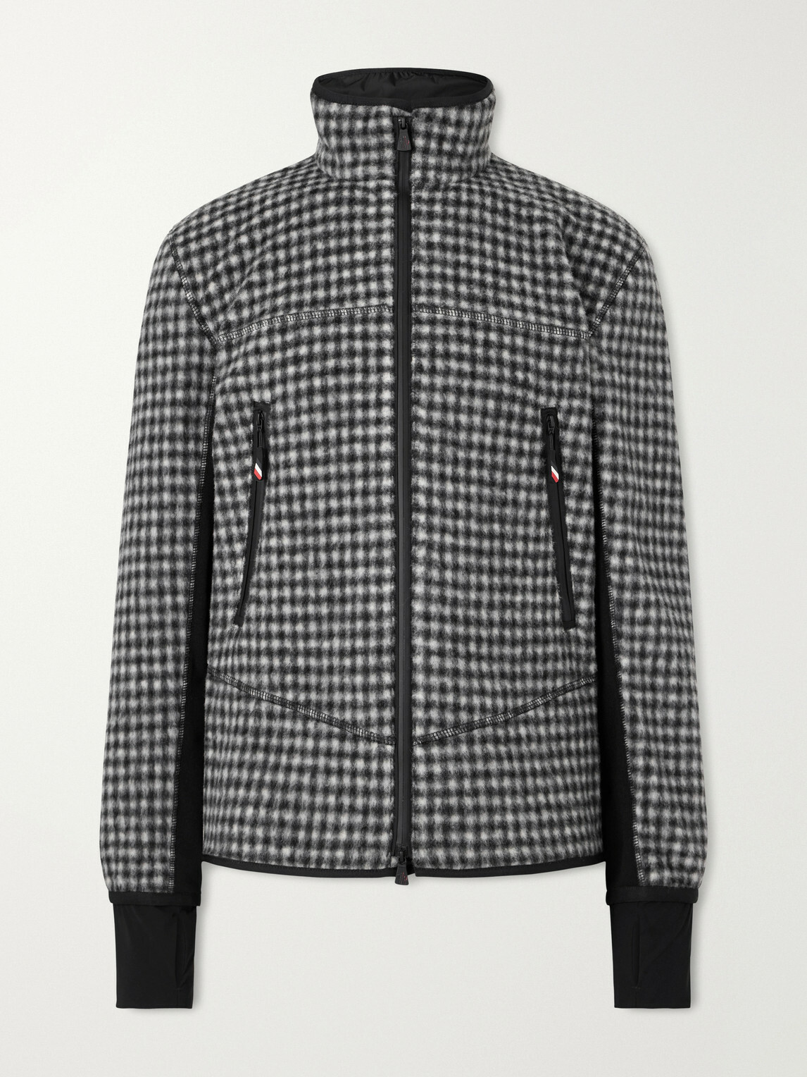 Moncler Grenoble - Checked Shell-Trimmed Fleece Mid-Layer - Gray