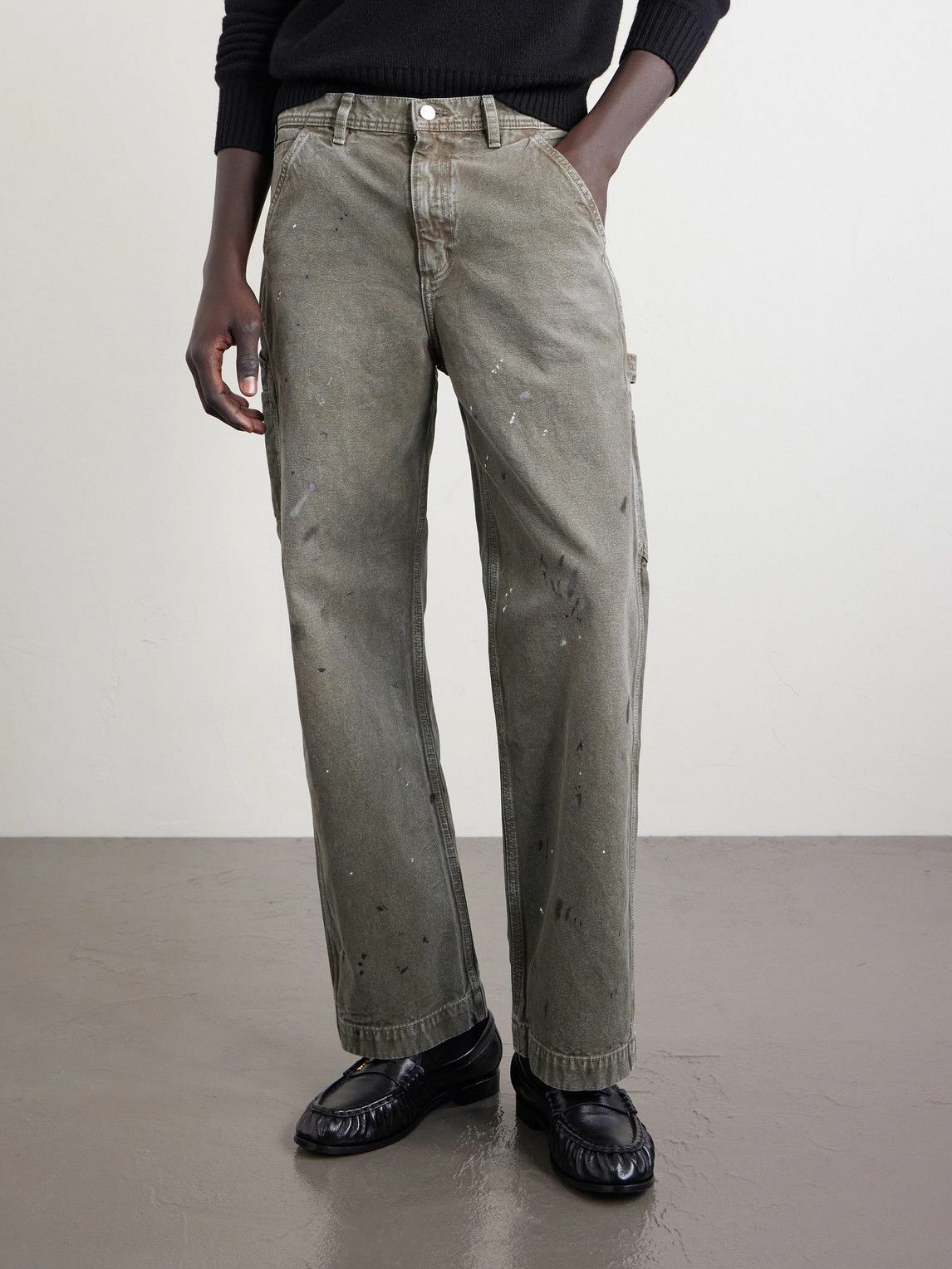 Enfants Riches Déprimés - Straight-Leg Paint-Splattered Cotton-Canvas Trousers - Gray