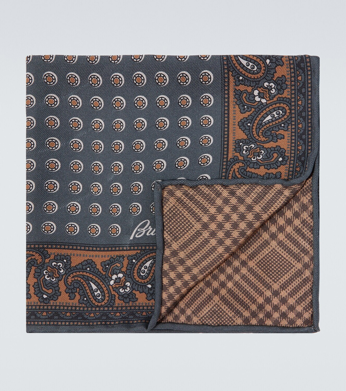 Brioni Printed silk twill scarf