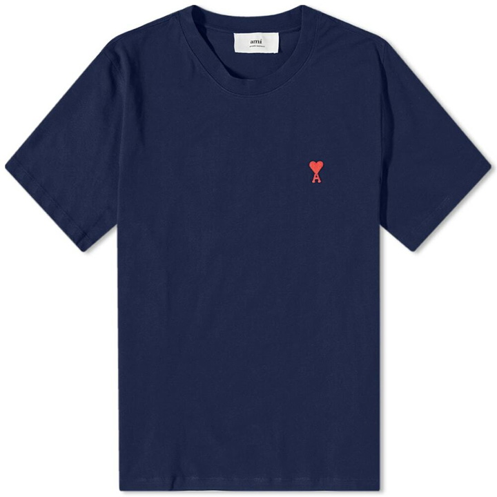 Photo: AMI Men's Tonal Small A Heart T-Shirt in Nautic Blue