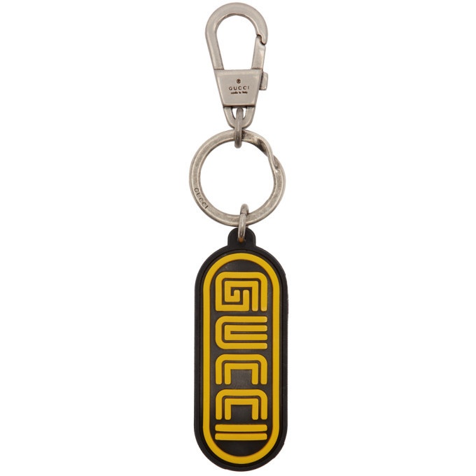 Photo: Gucci Black and Yellow Rubber Logo Keychain