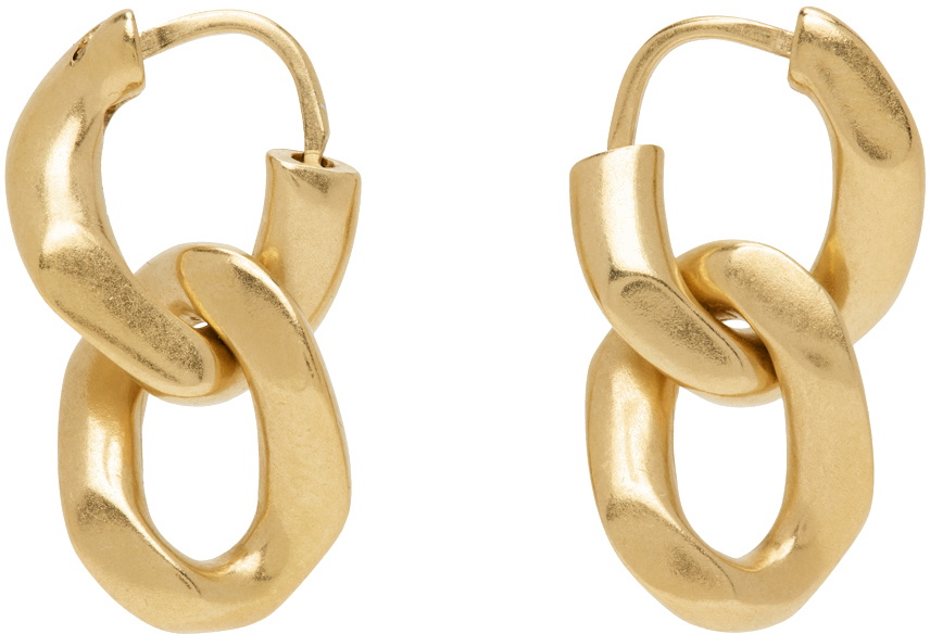 MAISON MARGIELA★ゴールド Gourmette Collection ロゴ ピアス Maison Margiela Silver Gourmette Collection Earrings Maison