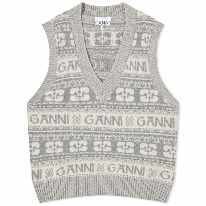 Photo: GANNI Women's Logo Wool Mix Vest in Frost Grey