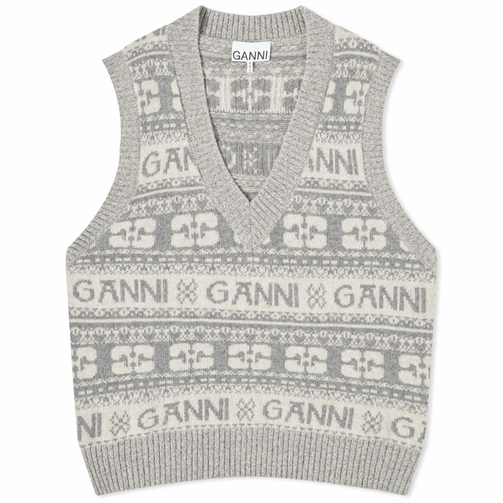 Photo: GANNI Women's Logo Wool Mix Vest in Frost Grey