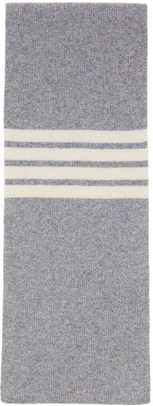 Thom Browne Gray 4-Bar Scarf