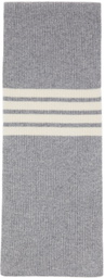 Thom Browne Gray 4-Bar Scarf