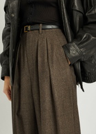 Saint Laurent Subtle-chevron Straight-leg Wool Trousers Brown