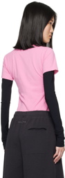 MM6 Maison Margiela Pink & Black Layered Long Sleeve T-Shirt