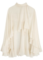 Chloe Ruffled Cape-effect Silk-georgette top White