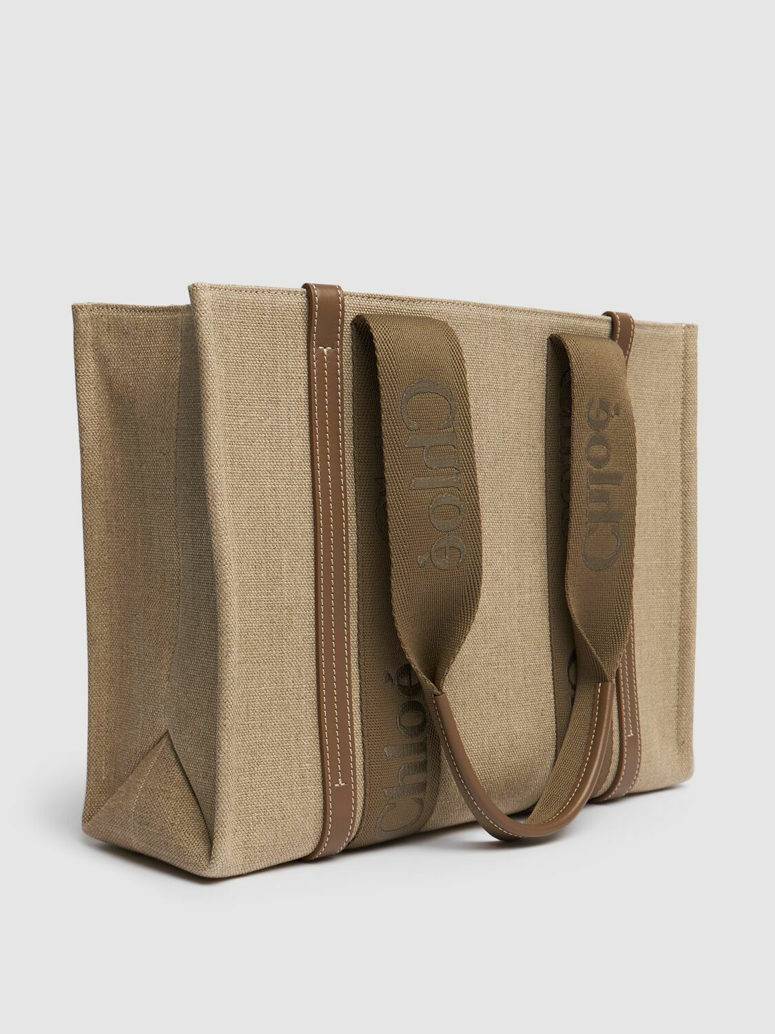 CHLOÉ Woody Linen Tote Bag