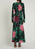LA Double J Gilda Floral-print Silk Maxi Dress Black