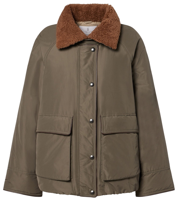 Photo: Brunello Cucinelli Shearling-trimmed cotton-blend jacket