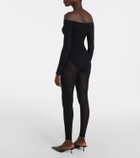 Wolford Open-knit lace-trimmed jumpsuit