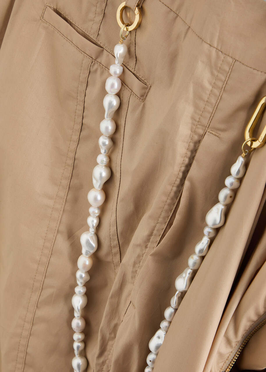 Darkpark Phebe Pearl-embellished Cotton-poplin Trousers Camel DARKPARK