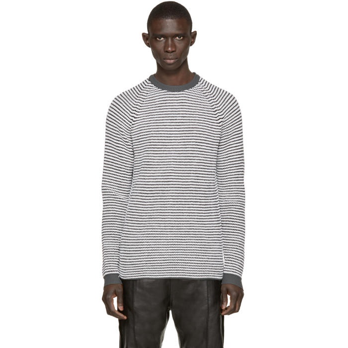 Umit Benan Black and White Striped Supergeelong Sweater Umit Benan