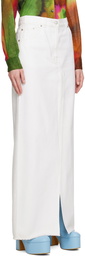 Dries Van Noten White Vented Denim Maxi Skirt