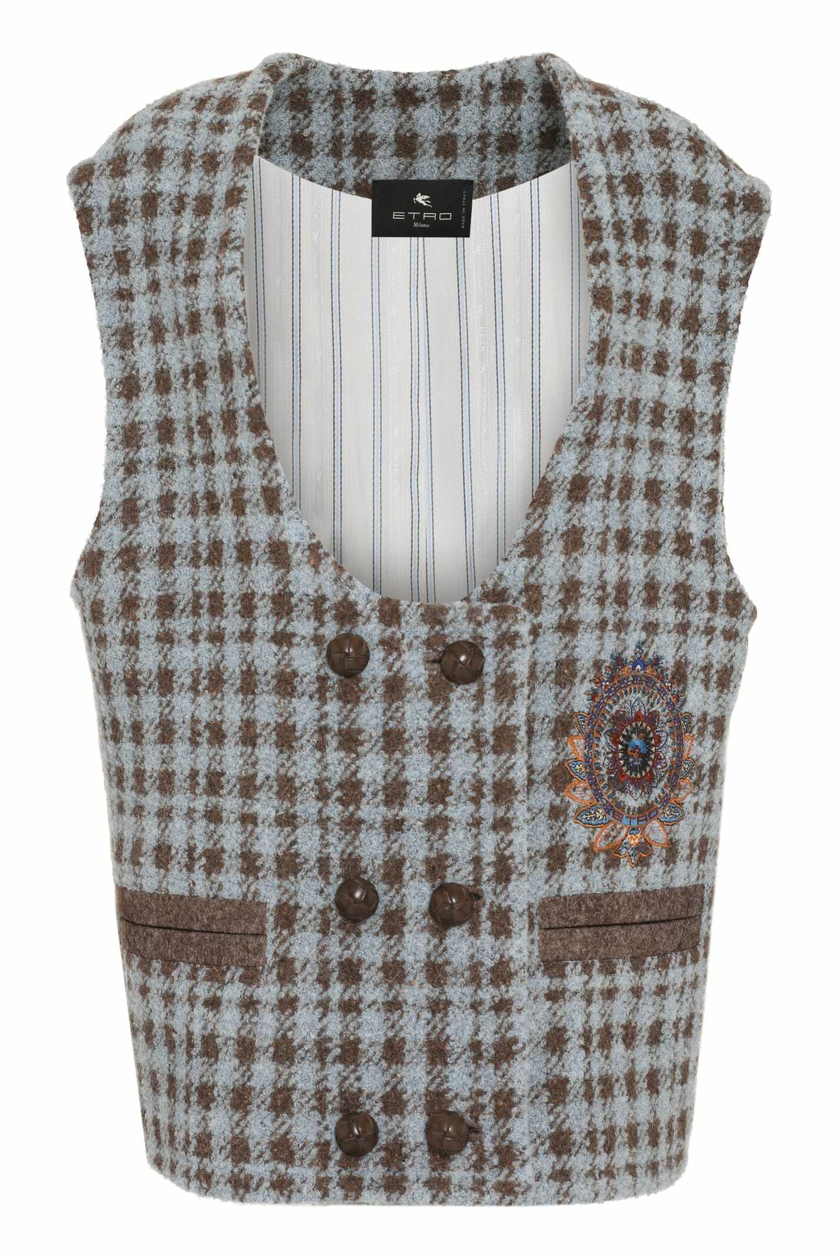 ベスト・ジレ Etro Houndstooth Over Vest Checked vest in green - Etro | Mytheresa