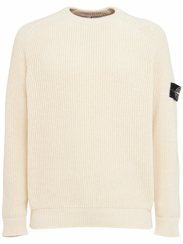Photo: STONE ISLAND Popcorn Stitch Cotton Crewneck Sweater