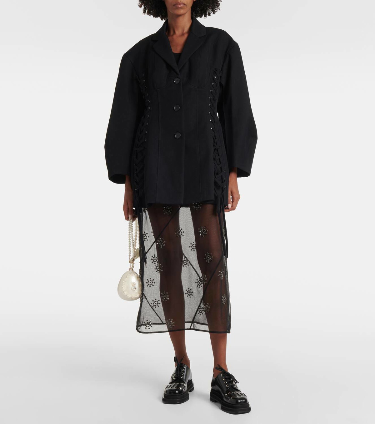 Simone Rocha Lace-up twill blazer Simone Rocha