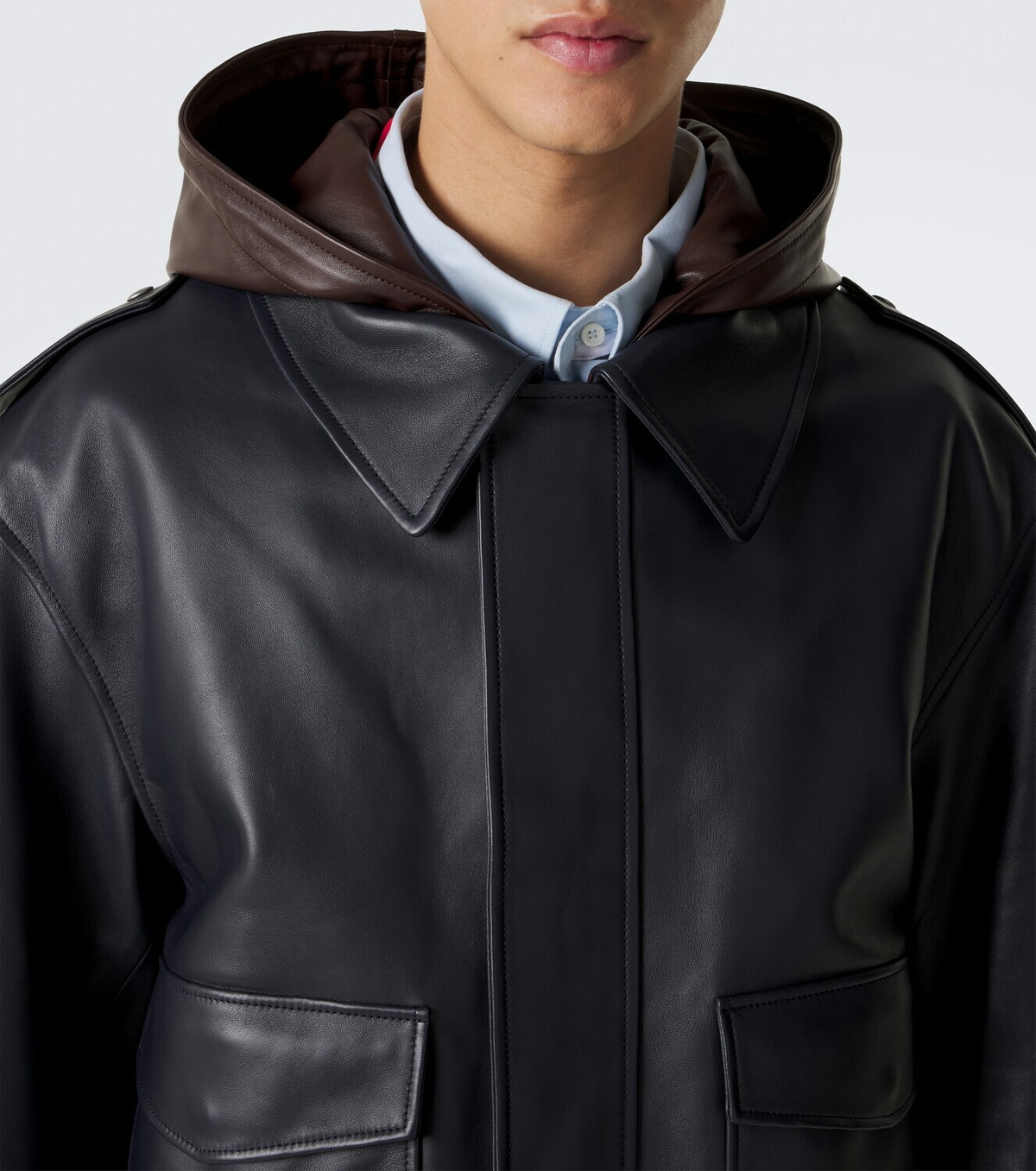 Loewe Hooded leather jacket