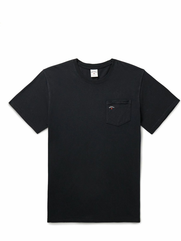 Photo: Noah - Core Logo-Print Cotton-Blend Jersey T-Shirt - Black