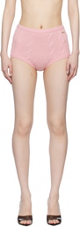 Blumarine Pink Braid Cable Knit Shorts