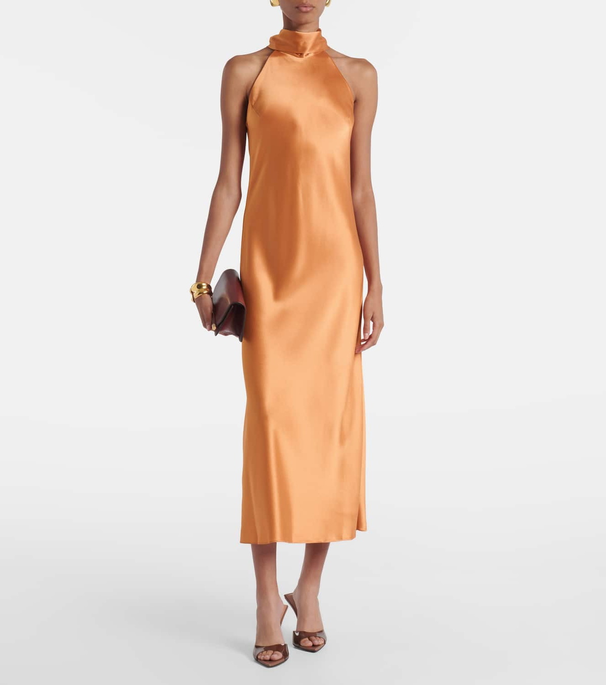 Galvan Sienna halterneck satin midi dress