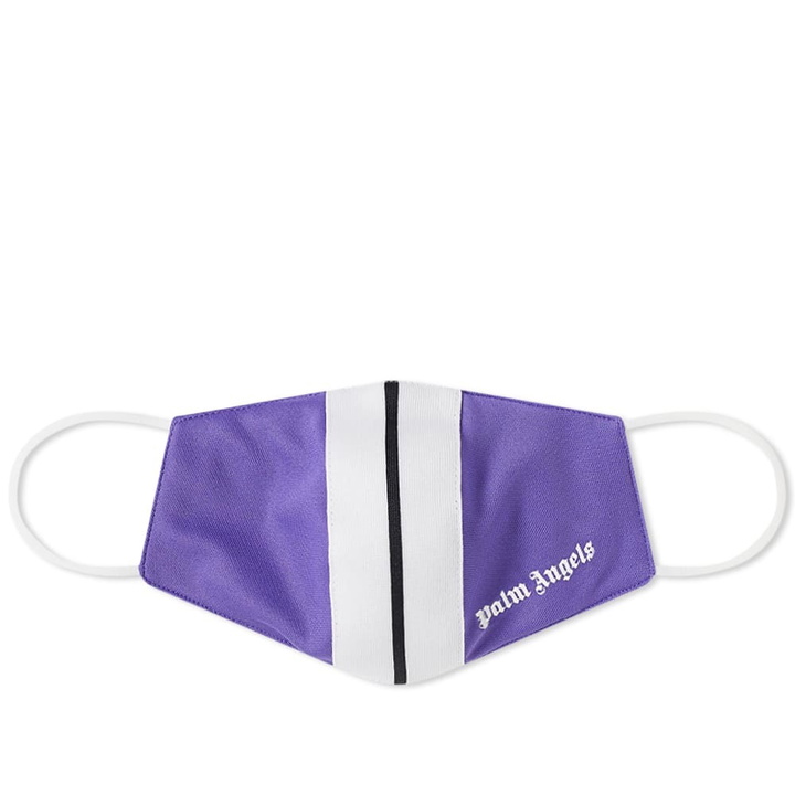 Photo: Palm Angels Men's Classic Track Mask in Purple/White