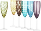 POLSPOTTEN Multicolor Cuttings Champagne Glass Set