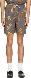 Nanushka Grey & Yellow Voile Doxxi Shorts