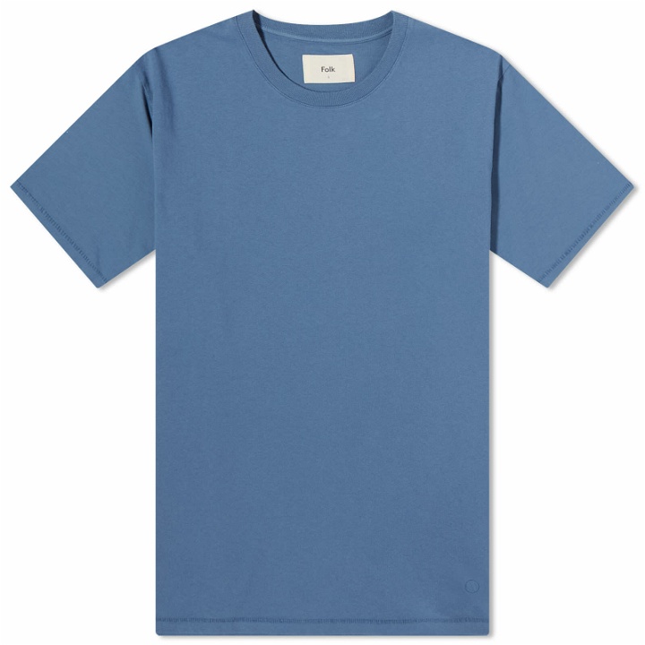 Photo: Folk Men's Contrast Sleeve T-Shirt in Soft Blue