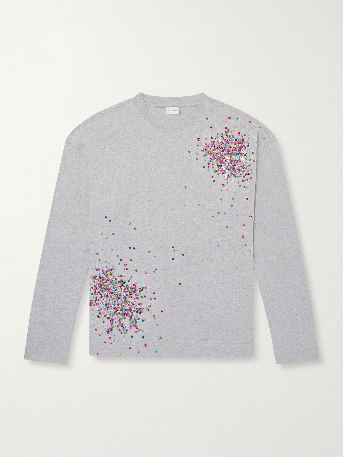 Dries Van Noten - Embellished Cotton-Jersey T-Shirt - Gray