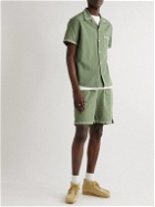 Corridor - Straight-Leg Embroidered Linen and Cotton-Blend Drawstring Shorts - Green