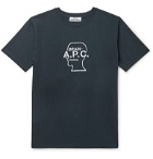A.P.C. - Brain Dead Logo-Embroidered Cotton-Jersey T-Shirt - Blue