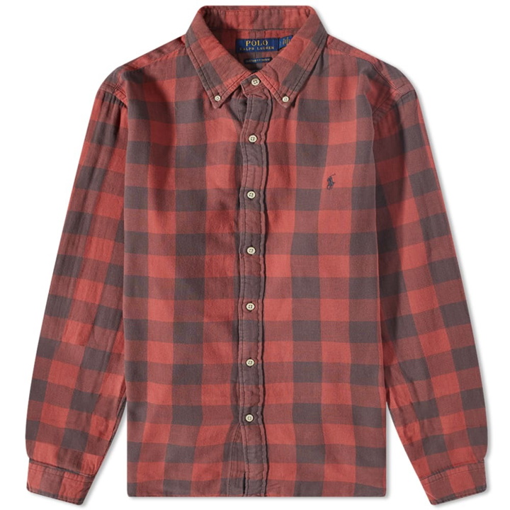 Photo: Polo Ralph Lauren Men's Checked Button Down Shirt in Red/Black