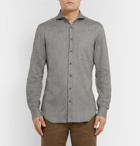 Thom Sweeney - Venus Cutaway-Collar Herringbone Cotton-Flannel Shirt - Men - Gray