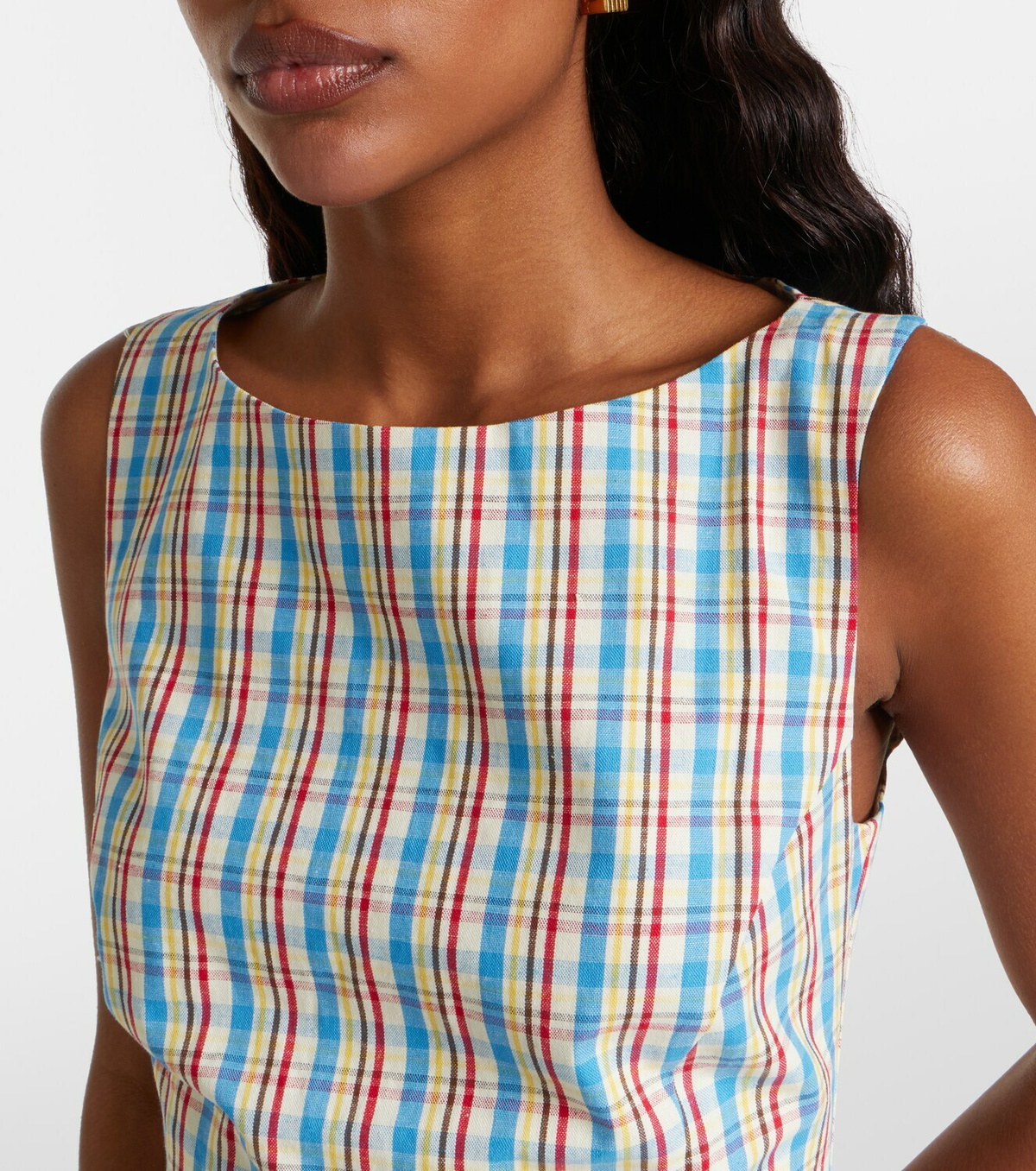 Faithfull Lydie checked cotton and linen minidress