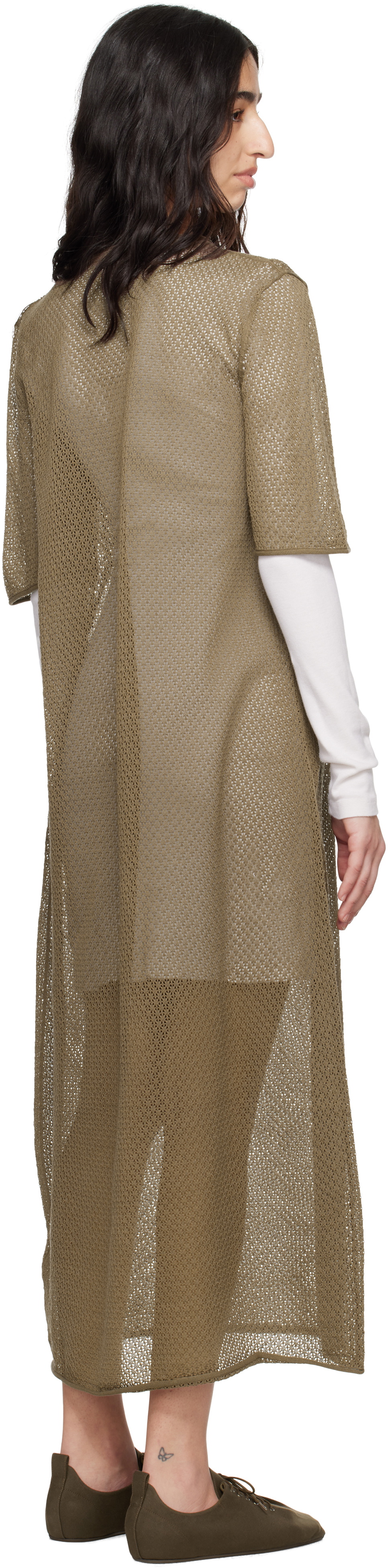 Lauren Manoogian Khaki Pointelle Maxi Dress