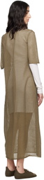 Lauren Manoogian Khaki Pointelle Maxi Dress