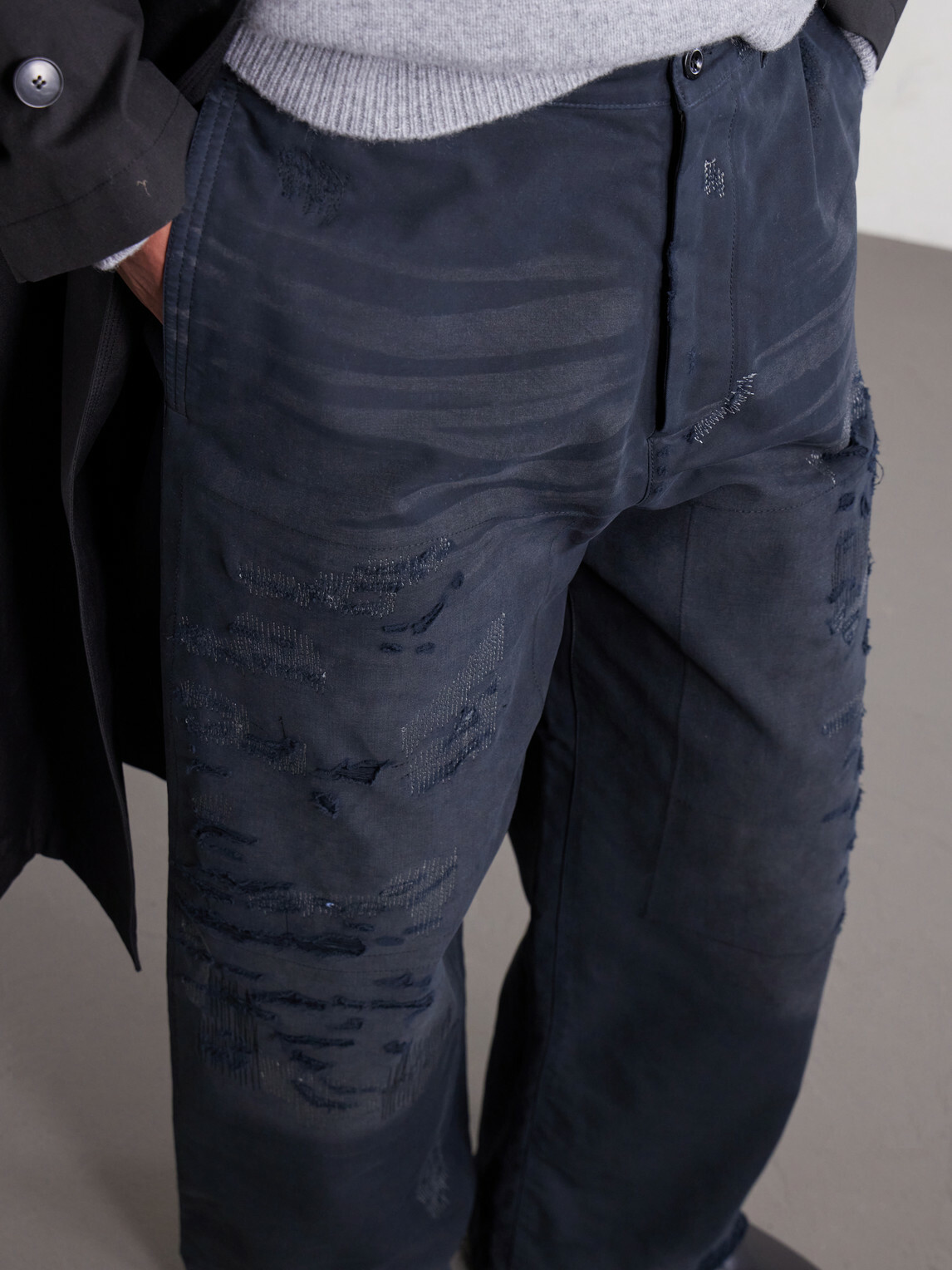 Acne Studios - Straight-Leg Distressed Cotton Trousers - Black