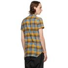 Rick Owens Yellow and Blue Plaid Golf Short Sleeve Shirt
