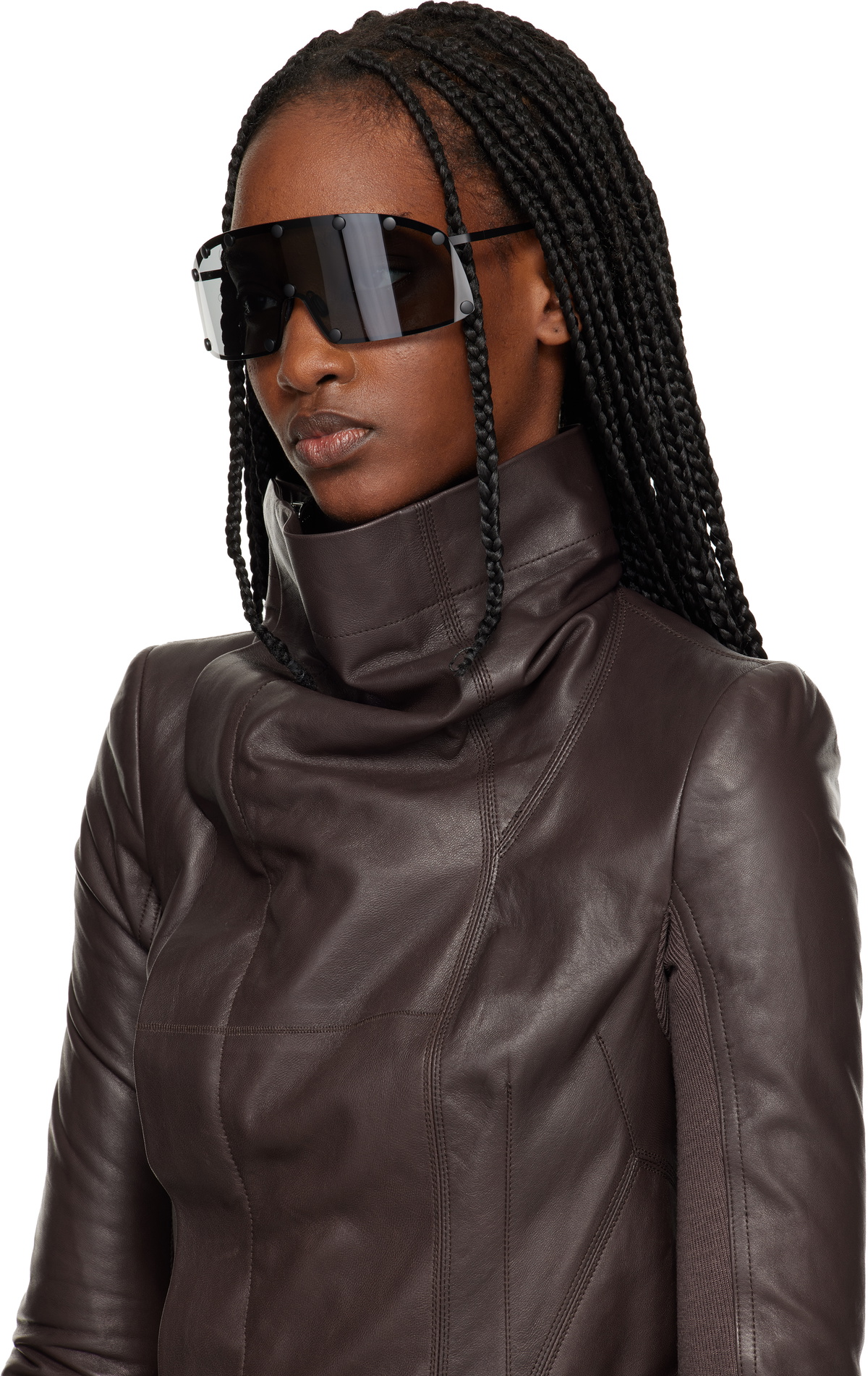 Rick Owens Black Temple Shielding Sunglasses
