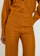 Victoria Beckham Alina Flared-leg Twill Trousers Bronze