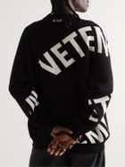 VETEMENTS - Oversized Logo-Jacquard Merino Wool Sweater - Black