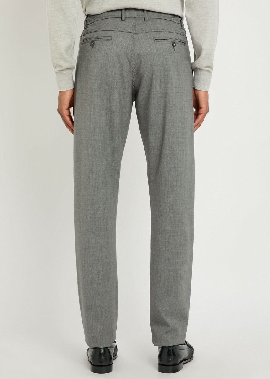 Canali Tapered-leg Stretch-wool Trousers Light Grey