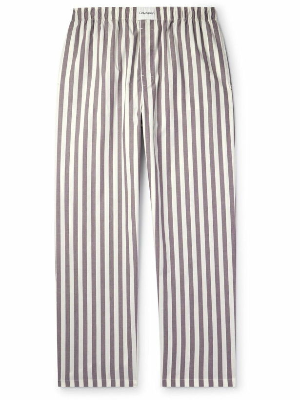 Photo: Calvin Klein Underwear - Straight-Leg Striped Cotton-Blend Poplin Pyjama Trousers - Gray