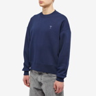 AMI Men's Brushed Fleece ADC Crew Sweat in Nautic Blue