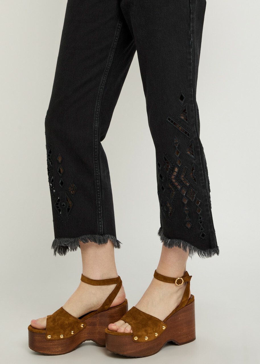 Isabel Marant Alison Cut-out Cropped Denim Jeans Black